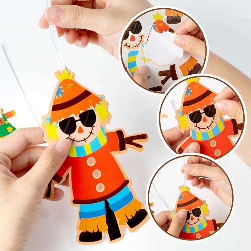 BeYumi Fall Scarecrow Craft Kit - 123Pcs Fall Scarecrow Craft Kit DIY Autumn Thanksgiving Ornament Set Home Classroom Game Activities Art Supplies Decor for Kindergarten Kids - style: Fall Scarecrow
