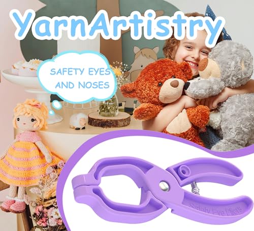 GEOCCI Safety Eye Tool Auxiliary Tool for Attaching Safety Eyes for Crocheting Safety Eyes Crochet Tools for Amigurumi Crochet & Stuffed Animal Eyes Making Supplies Tool（Purple） - color: Purple