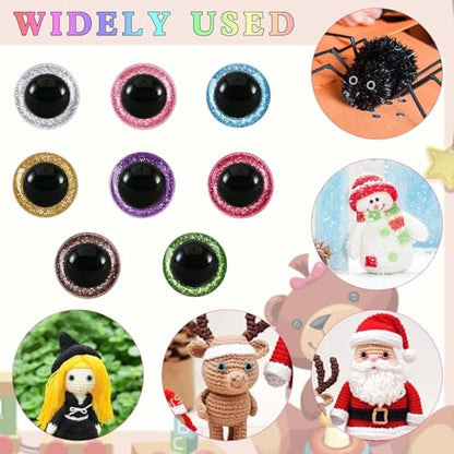 MUCUNNIA 6pcs 40mm Glitter Safety Eyes for Amigurumi with Washers - size: 40mm