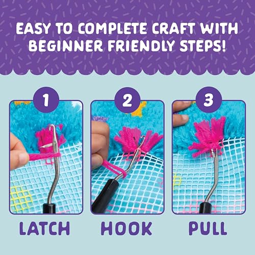 LatchKits Cupcake Pillow - Latch Hook Kits for Kids, Arts and Crafts, Yarn Art, Kids Crafts, Toys for Girls, Birthday Gift for Girls, Easy to Follow Pattern, Hook Included, Craft Kits, Ages 6+ - style: Cupcake Pillow