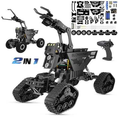 Robot Car Kit, 2 in 1 Smart Robotics Arm Building Toy for Raspberry Pi Python Coding, STEM Programming Tank Kits with Camera (Without RPi Board)
