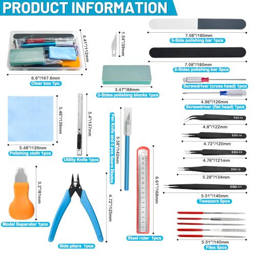 WMYCONGCONG 28 PCS Gundam Model Tool Kit Basic Model Tools Hobby Building Tools Craft Set for Car Model Building Repairing Fixing