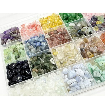 Yephac Gemstone Chips Beads DIY Jewelry Making, Healing Crystals Polishing Crushed Irregular Shaped Beads with Box(24 Colors-1) - color: 24 colors-1