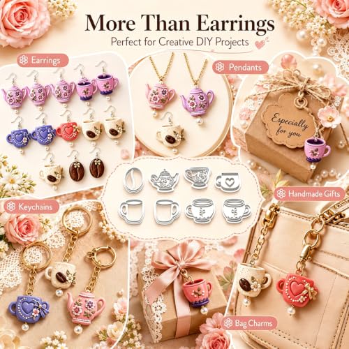 9Pcs Tea Coffee Clay Cutters for Polymer Clay Earrings - color: Cup
