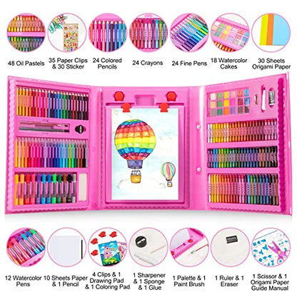Art Supplies, 272 Pack Art Set Crafts Drawing Kit for Kids Girls Boys Teens - color: Pink