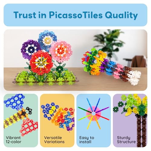 PicassoTiles Building Chips Interlocking Disc Construction Blocks in 12 Colors STEM Learning Early Education Toy Engineering Playset Child Brain Development for Toddlers Girls Boys Kids Age 3+ PTF108 - color: Multi-color