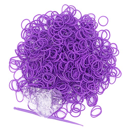 3000 Loom Rubber Bands Refill Kit,75 S-Clips & 5 Hooks Bracelet DIY Purple - color: Purple