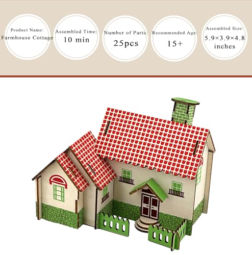 Log Cabin 3D Wooden House Puzzle,DIY Mini Building Model Kit，014 - color: 014