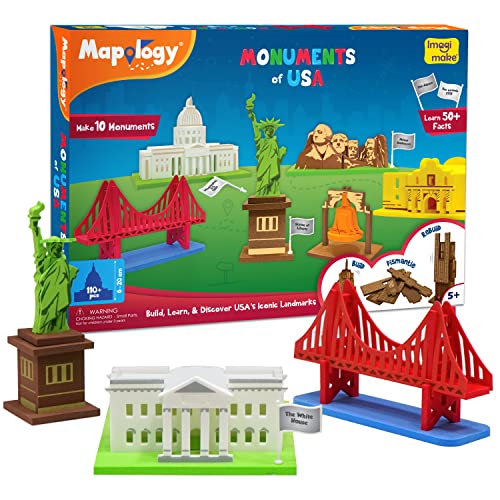 Imagimake Mapology Monuments of World & Monuments of USA Bundle - 3D Puzzle Activity Toy for Kids | DIY Arts and Craft Kits for Kids Ages 4 5 6 7 8 Years