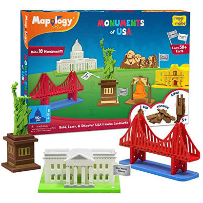 Imagimake Mapology Monuments of World & Monuments of USA Bundle - 3D Puzzle Activity Toy for Kids | DIY Arts and Craft Kits for Kids Ages 4 5 6 7 8 Years