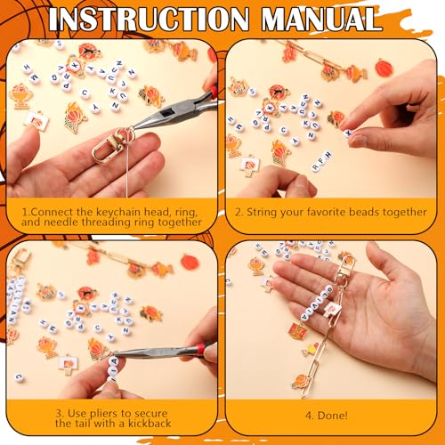 CraftyDream 558Pcs Basketball Charm Keychain Making Kit Name Bead DIY Craft - style: Basketball