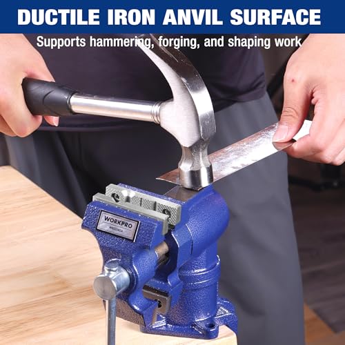 WORKPRO Dual Jaws Table Vise 2.5" & 1.5", 360° Swivel Clamp-On Bench Vise