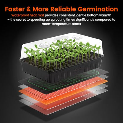 SOLIGT 3 Set 60-Cell Seed Starter Kit with Domes, Cell Trays and Heat Mats - size: 3 SET