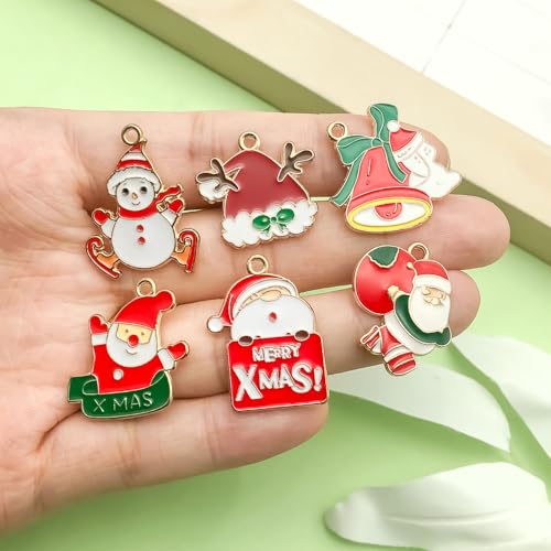 WOCRAFT 100pcs Assorted Enamel Christmas Bracelet Charms for Jewelry Making DIY Necklace Bracelet Keychain Crafting Charms Kit Crafts (SN936) - style: Christmas