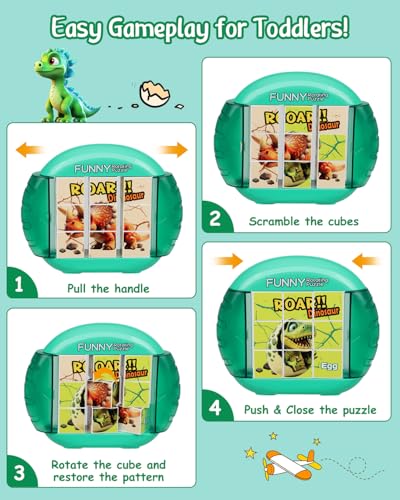 Rotating Puzzle for Toddlers Kids 3+, Travel Essentials Toys - color: Roar Dino Squad