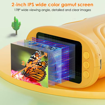 Temodu Kids Microscope 2.0" Screen 1000X Digital Microscope for Kids, Mini Pocket Handheld Microscopes for Children Birthday Festival Gift, Science Education Fun Toys for Boys Girls Ages 4-12 (Yellow) - color: Yellow