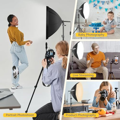 Torjim Softbox Photography Lighting Kit | 20" X 20" & 85W LED Studio Light - color: 20 inches