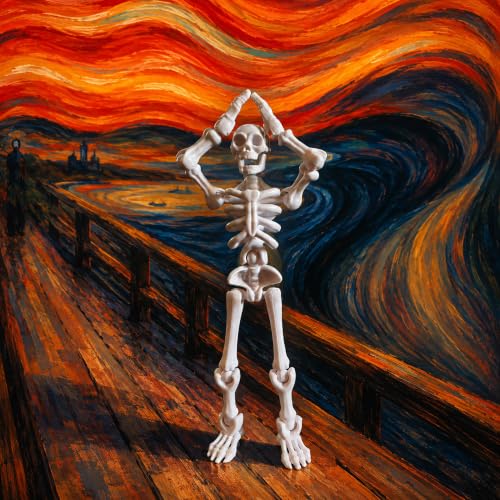 Fully Articulated Human Skeleton Action Figure, White - color: White