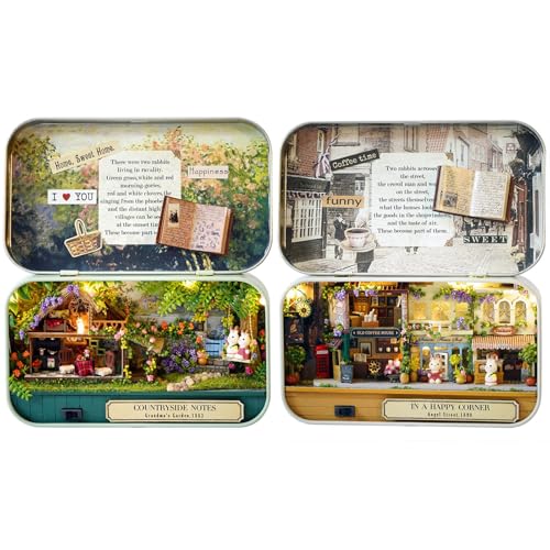 MAGQOO 3D Wooden Dollhouse Miniature DIY Doll House Kit with Furniture,1:100 DIY Box Theater Kit (Pack of 2) - color: Q-004/Q-005
