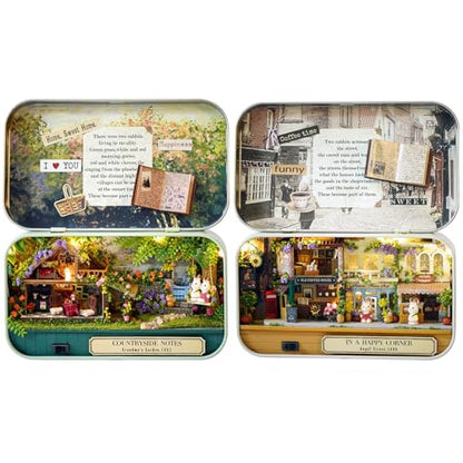 MAGQOO 3D Wooden Dollhouse Miniature DIY Doll House Kit with Furniture,1:100 DIY Box Theater Kit (Pack of 2) - color: Q-004/Q-005