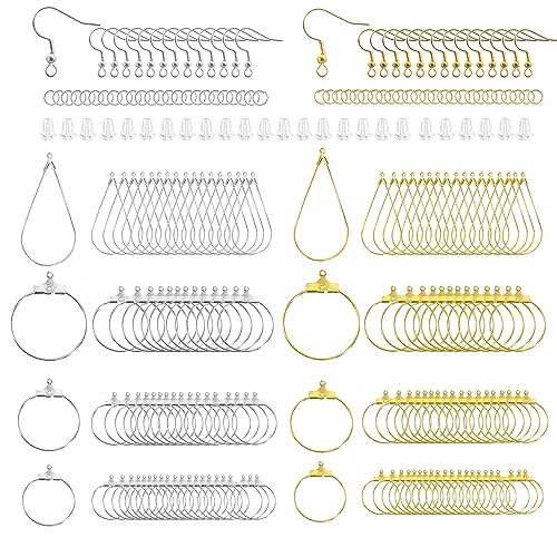 XKCWXY 483Pcs Earring Making Kit with Beading Hoops and Earring Findings - color: silver and gold, size: 483
