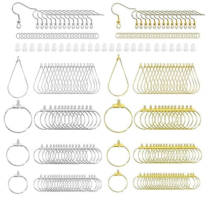 XKCWXY 483Pcs Earring Making Kit with Beading Hoops and Earring Findings - color: silver and gold, size: 483