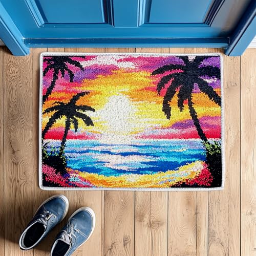 ORIGACH Sunset by The Beach Latch Hook Rug Kit for Adult, 20.5x15inch - style: Sunset