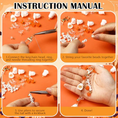 Kenning 581pcs Halloween Ghost Charms Keychain Making Kit DIY - style: Ghost