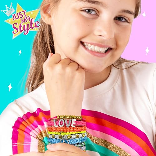 Just My Style Rainbow Bracelet Maker, Jewelry Making Kit with Easy-to-Use Bracelet Maker Tool, Friendship Bracelet Kit, 6 Year Old Girl Gifts, Gifts for Girls, Bracelet Making Kit for Girls - color: Rainbow Bracelet