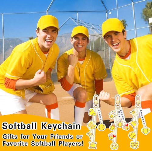 CraftyDream 558 Pcs Softball Charms for Keychains Making Kit Softball Charms DIY Key Chain Kit Accessories Adjustable Letter Bead Alphabet Jewelry Backpack Accessories Party Favor for Coworkers Player - style: Softball