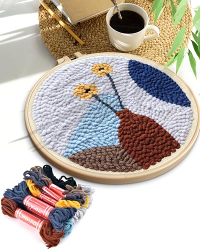 TINDTOP Punch Needle Kits, Punch Embroidery Kits for Adults - color: Grey Blue