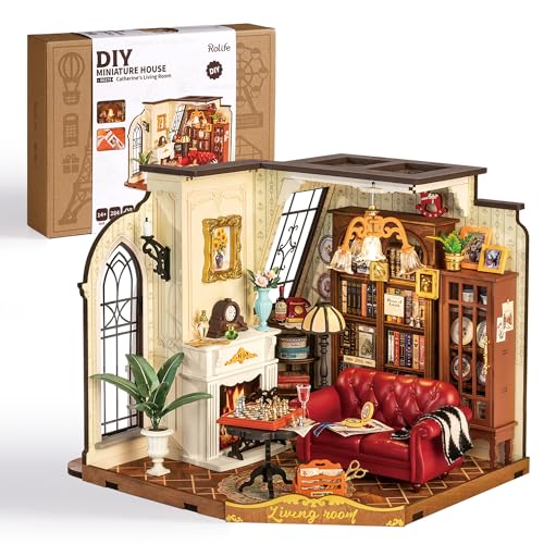 Rolife Living Room DIY Miniature House Kit with LED Light