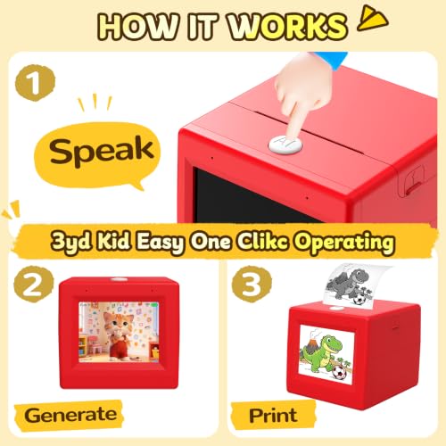AI Voice Sticker Printer for Kids, Inkless|Wireless|Rechargeable Portable AI Mini Sticker Maker for DIY Arts and Crafts,3 4 5 6 7 8 9 10 11 12 Year Old Boys Girls Birthday Gift