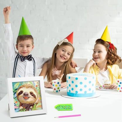 Libfx Diamond Art Kits for Kids with Frame Diamond Art for Girls Boys Beginners Arts and Crafts Birthday Gifts (Sloth) - color: Sloth