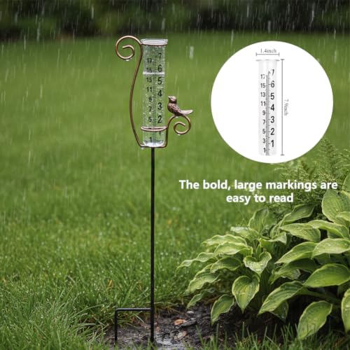Rain Gauge Outdoor with Glass Tube for Measuring Precipitation - color: Bold-number-Black