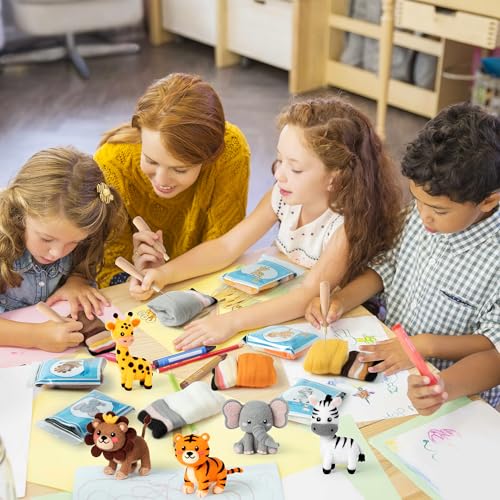 WATINC Needle Felting Kit - 5 Set Unique Different Cute Doll Wool Felt Needle Tools Foam Pad Instruction, DIY Home Decoration Craft Party Supplies for Art Work Starter Beginners (Wild Animal) - style: Wild Animal