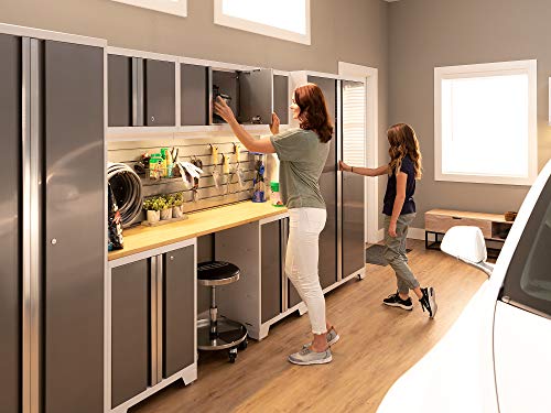 NewAge Products White Bold Series 14PC Garage Cabinetry Set · 24-Gauge Steel · Fully Welded · 216" W x 18" D x 76.75" H, 56992