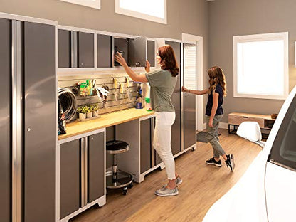 NewAge Products White Bold Series 14PC Garage Cabinetry Set · 24-Gauge Steel · Fully Welded · 216" W x 18" D x 76.75" H, 56992