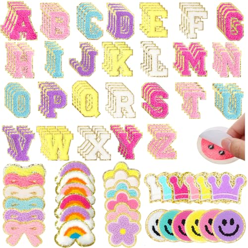 Chenille Letter Patches 134Pcs Self Adhesive Stickers for Clothes Backpacks - color: 134 Pcs Letter Patches