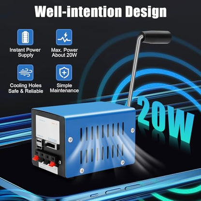 20W Hand Crank Generator, Portable Emergency Backup USB Charger for Camping
