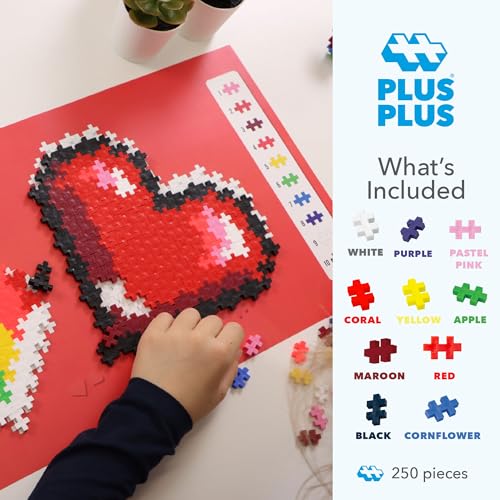 PLUS PLUS Puzzle By Number, Hearts - 250 Piece Building Set - style: Hearts