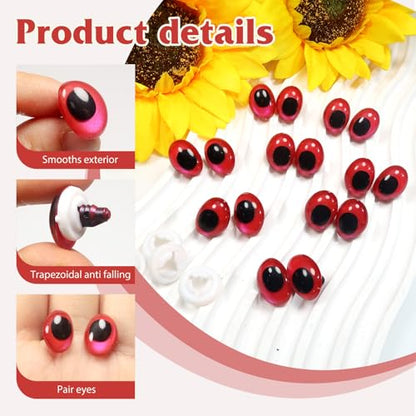 TOAOB 28pcs Oval Safety Eyes with Washers 13 x 18mm Stuffed Animals Craft Plastic Pink Red Doll Eyes for DIY Amigurumis Crochet Puppet Making - color: Pink