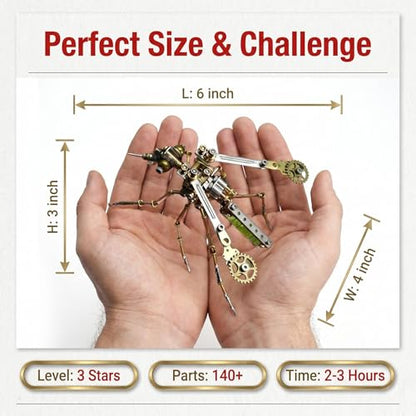 3D Metal Model Mechanical Kits Steampunk Insects Mosquito Puzzle for Adults 140+ Parts 3 Hours Build Cool Desk Decor Christmas & Birthday Gift for Men Father (Mosquito) - style: Mosquito
