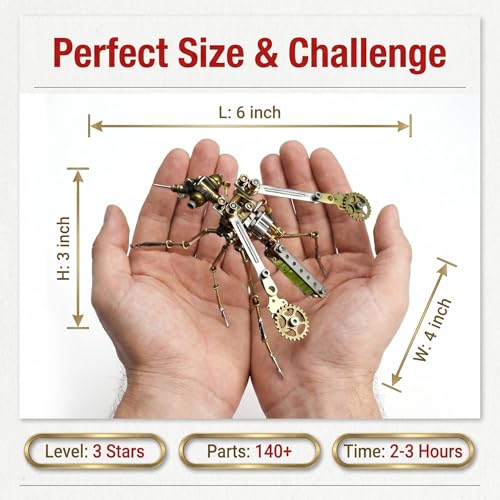 3D Metal Model Mechanical Kits Steampunk Insects Mosquito Puzzle for Adults 140+ Parts 3 Hours Build Cool Desk Decor Christmas & Birthday Gift for Men Father (Mosquito) - style: Mosquito