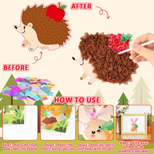 Lonfliness 8Pcs Forest Animal Poke in Craft Kits for Kids Mess Free DIY Art - style: Forest
