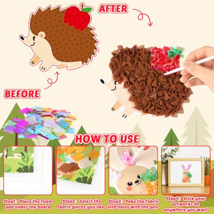 Lonfliness 8Pcs Forest Animal Poke in Craft Kits for Kids Mess Free DIY Art - style: Forest