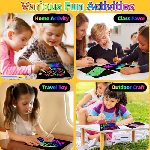 Scratch Art for Kids, 60 Pcs Rainbow Scratch Paper Art Kit with Gift Box