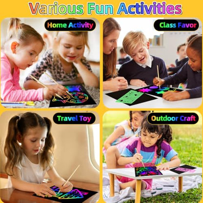 Scratch Art for Kids, 60 Pcs Rainbow Scratch Paper Art Kit with Gift Box