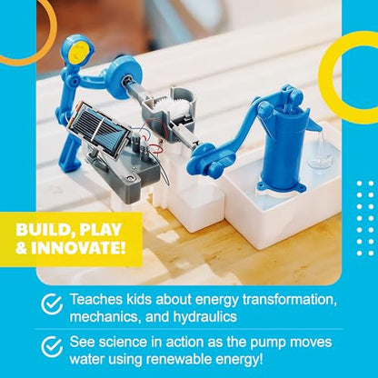 4M Green Science Hybrid Solar Water Pump Kit for Kids Ages 5-12 – STEM Experiment with Solar or Battery Power, DIY Renewable Energy Toy, Educational Science Gift - style: Green Science Hybrid Solar Power Water Pump Science Kit