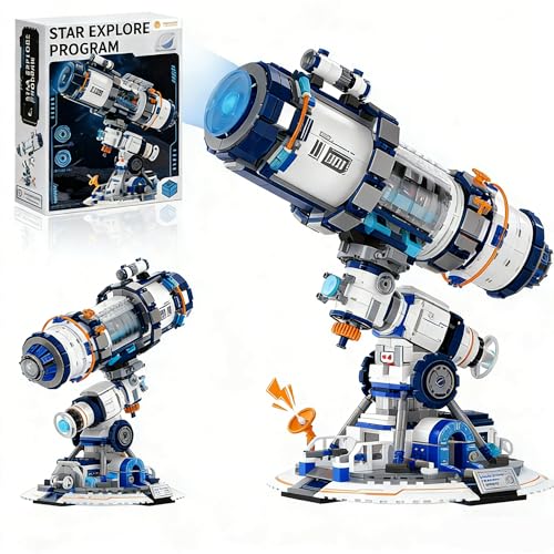 Space Telescope Building Set with Lighting, Models Kits for Adults and Teens to Explore The Solar System and Starry Skies, STEM Birthday Holiday for Space Enthusiasts, Kids 8+ (995 PCS) - color: Blue